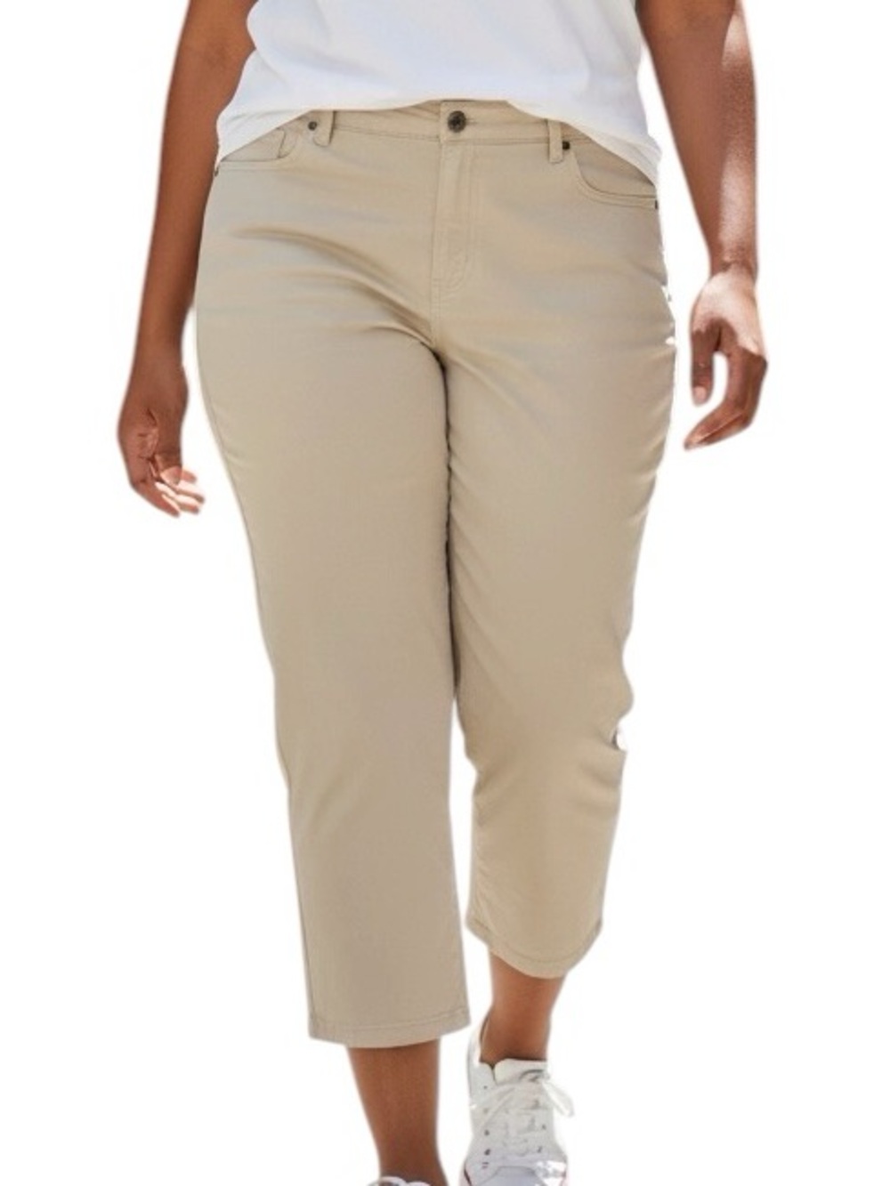 Chico's Cream High-Rise Button Front Jeans Cropped Size 3, Size XL 16